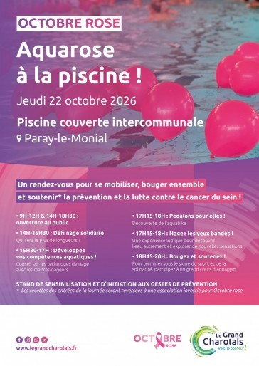 Affiche piscine octobre rose 2026