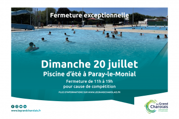 Piscine à Paray : fermeture exceptionnelle le 20/07